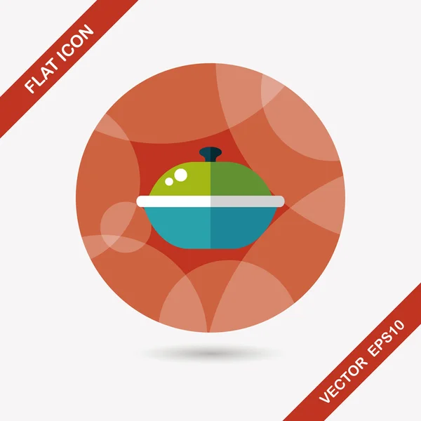 Utensilios de cocina olla icono plano con sombra larga, eps10 — Vector de stock