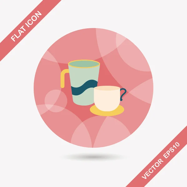 Utensilios de cocina taza icono plano con sombra larga, eps10 — Vector de stock