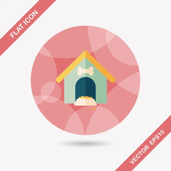 Pet dog house flat icon with long shadow, eps10 — стоковый вектор