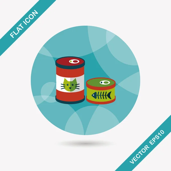 Pet cat food can flat icon with long shadow, eps10 — стоковый вектор