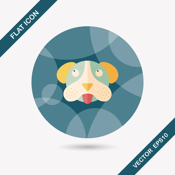 Sällskapsdjur hund flat ikonen med långa skugga, eps10 — Stock vektor