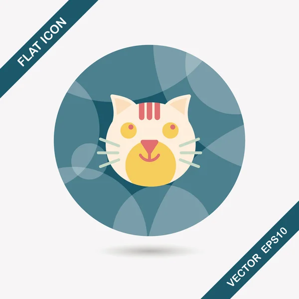 Gato mascota icono plano con sombra larga, eps10 — Vector de stock