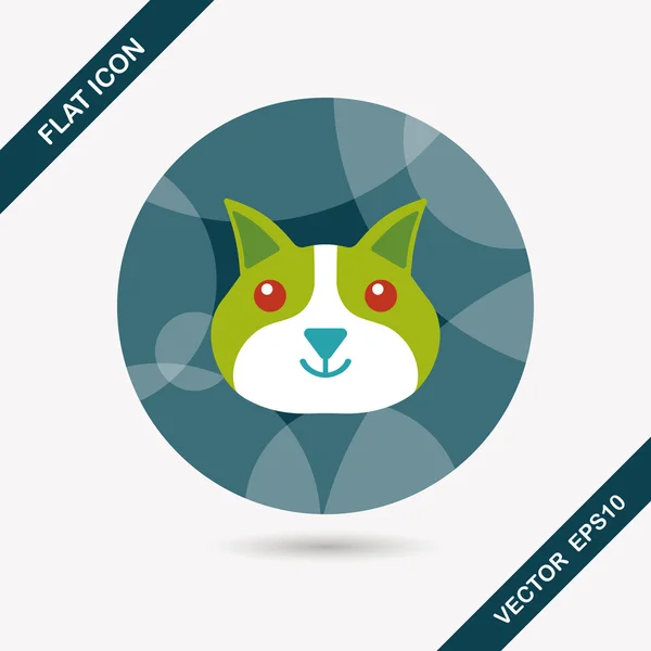 Gato mascota icono plano con sombra larga, eps10 — Vector de stock