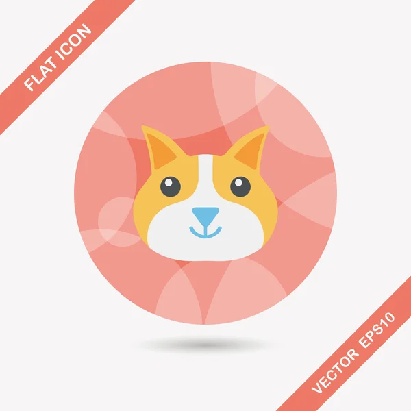 Gato mascota icono plano con sombra larga, eps10 — Vector de stock