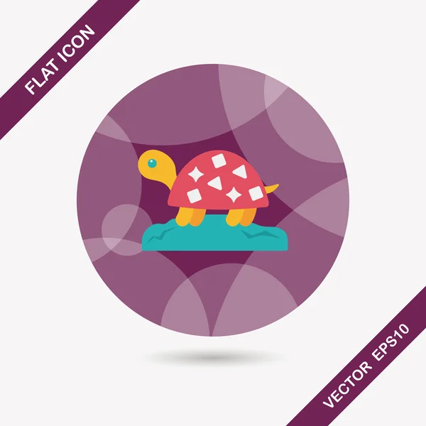 Tortuga mascota icono plano con sombra larga, eps10 — Vector de stock