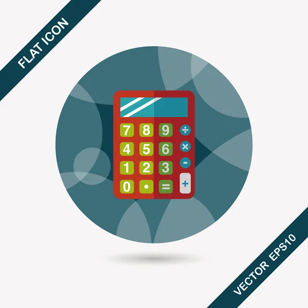 Calculatrice icône plate avec ombre longue, eps10 — Image vectorielle