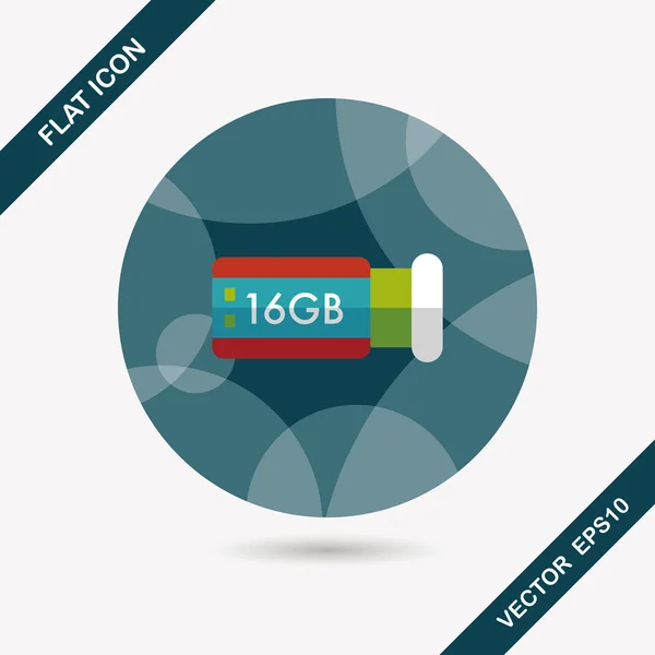 Płaski ikonę długi cień, eps10 pamięci flash USB — Wektor stockowy