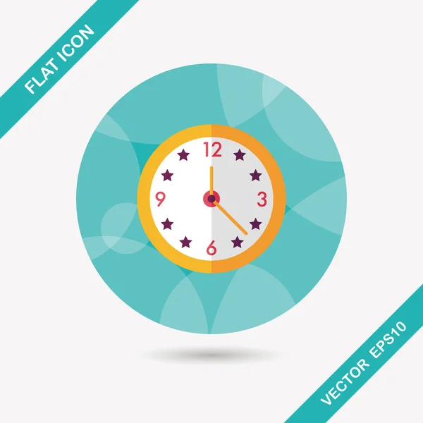 Reloj icono plano con sombra larga, eps10 — Vector de stock