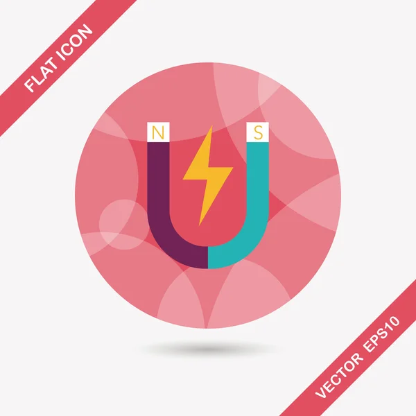 Platte magneetpictogram met lange schaduw, eps10 — Stockvector