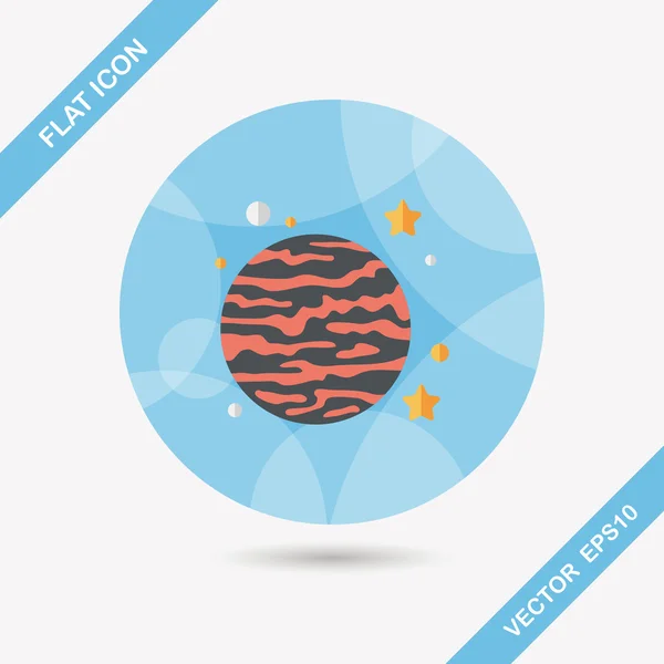 Space planet flat icon with long shadow, eps10 — стоковый вектор