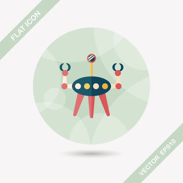 Ruimte robot platte pictogram met lange schaduw, eps10 — Stockvector