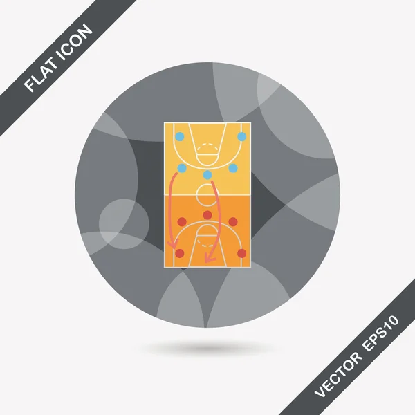 Basketball Strategie Brett flach Icon mit langen Schatten, eps10 — Stockový vektor