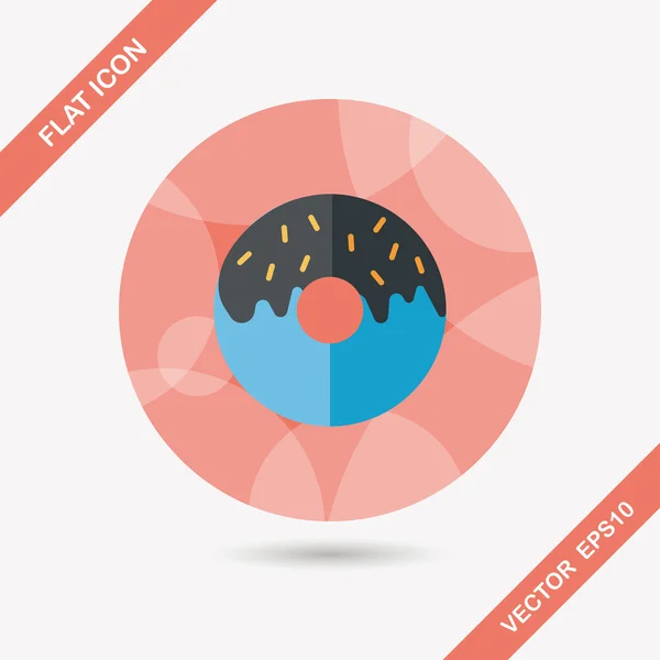 Donut icono plano con sombra larga, eps10 — Vector de stock