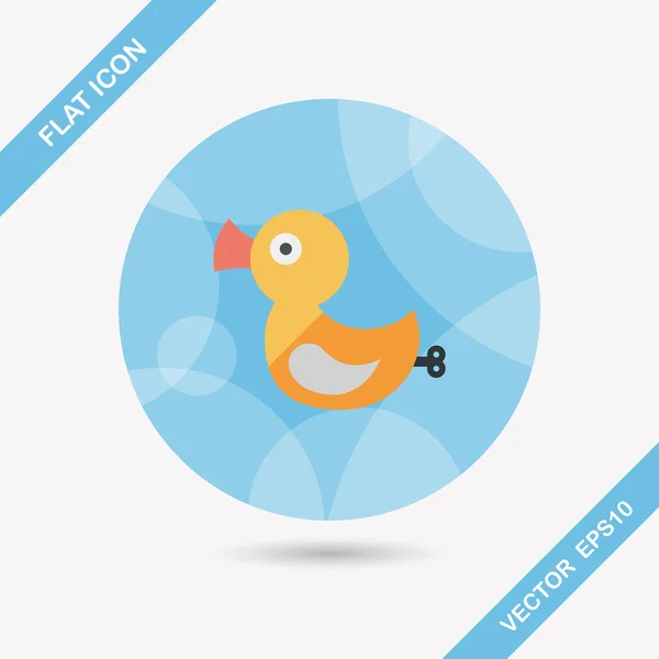 Pato juguete icono plano con sombra larga, eps 10 — Vector de stock