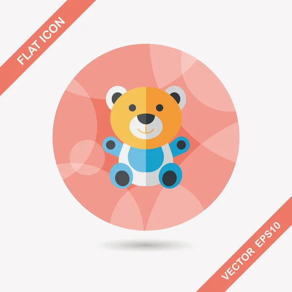 Teddy bear flat icon with long shadow,eps 10 — Stock Vector