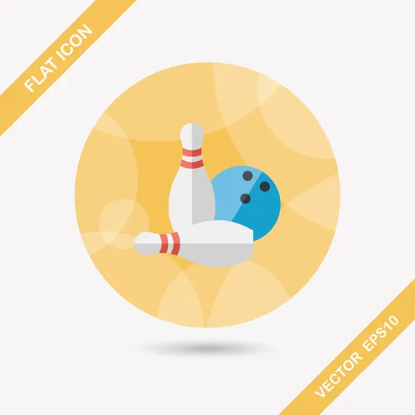 Bowling joc pictograma plat cu umbra lunga, eps10 — Vector de stoc