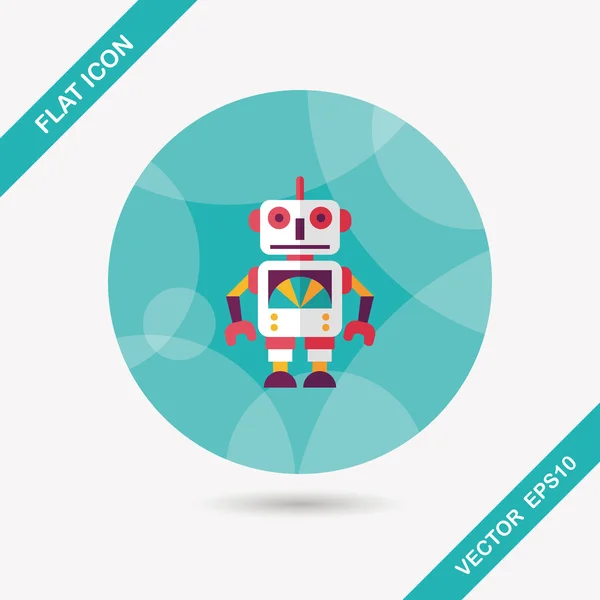 Icono plano robot vintage con sombra larga, eps 10 — Vector de stock