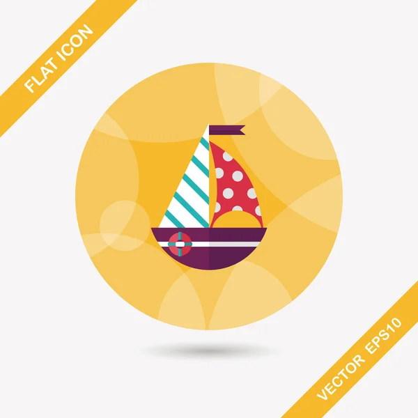 Sailboat flat icon with long shadow,eps10 — Stock Vector