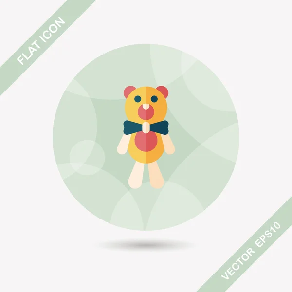 Plyšový medvěd plochá ikona s dlouhý stín, eps10 — Stockový vektor