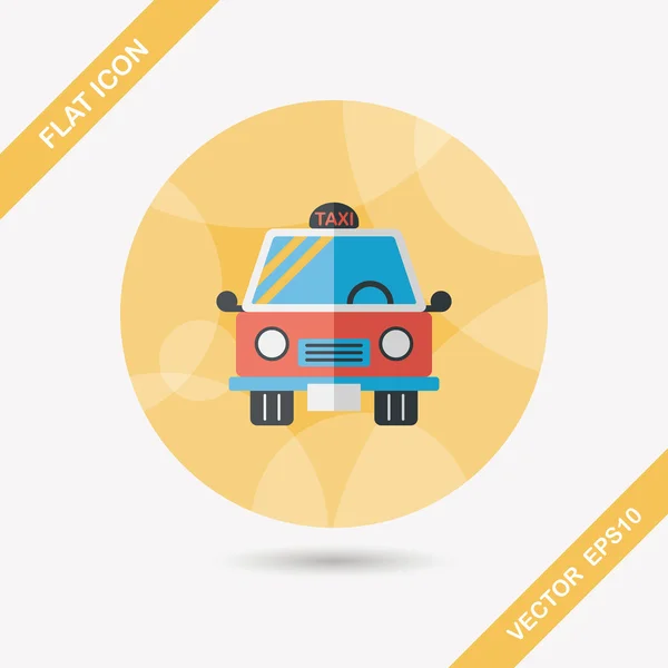 Szállítás taxival lapos ikon a hosszú árnyék, eps10 — Stock Vector