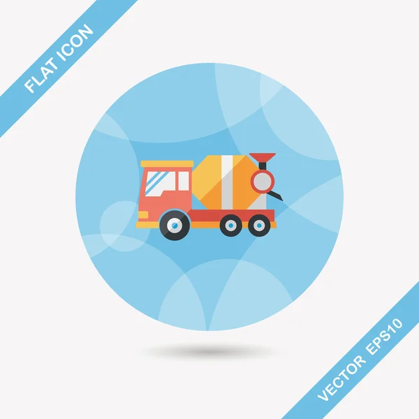 Vervoer Cement mixer platte pictogram met lange schaduw, eps10 — Stockvector