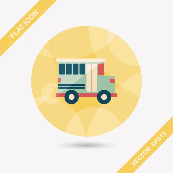 Vervoer schoolbus platte pictogram met lange schaduw, eps10 — Stockvector