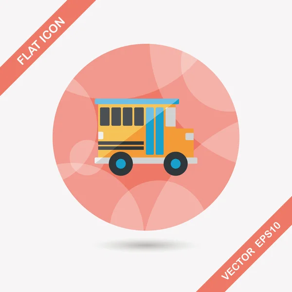 Vervoer schoolbus platte pictogram met lange schaduw, eps10 — Stockvector