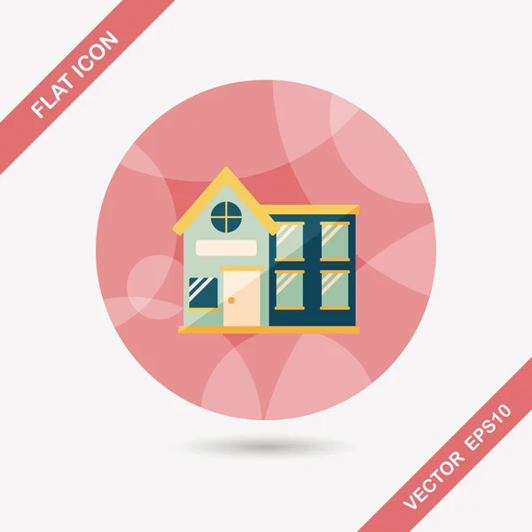 Building house flat icon with long shadow,eps10 — Stock Vector