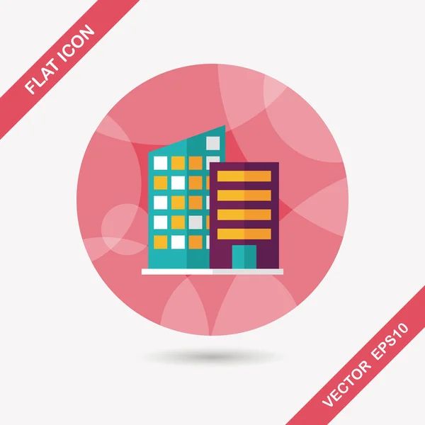 Building flat icon with long shadow, eps10 — стоковый вектор