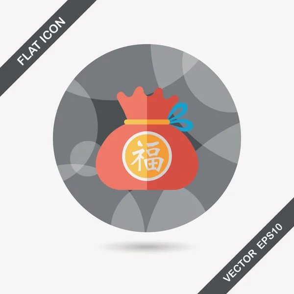 Chinees Nieuwjaar platte pictogram met lange schaduw, eps10, chinese geluk — Stockvector