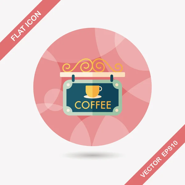 Coffee shop ondertekent platte pictogram met lange schaduw, eps10 — Stockvector