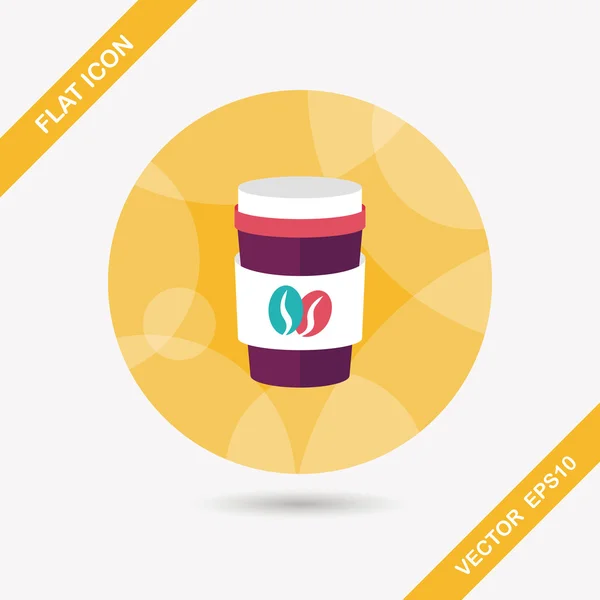 De platte pictogram afhaalmaaltijden koffie met lange schaduw, eps10 — Stockvector