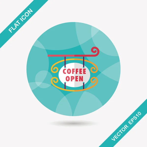 Coffee shop ondertekent platte pictogram met lange schaduw, eps10 — Stockvector