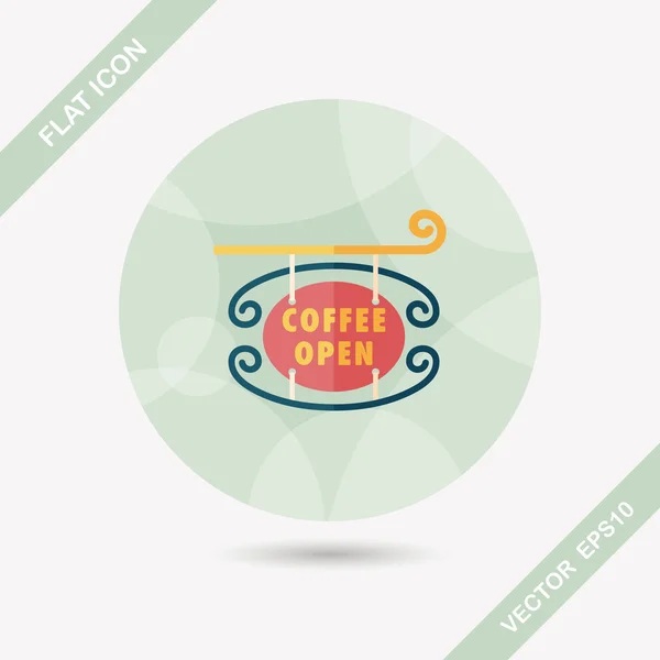 Coffee shop ondertekent platte pictogram met lange schaduw, eps10 — Stockvector