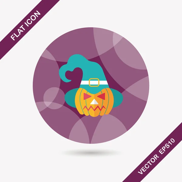 Icono plano de calabaza con sombra larga, eps10 — Vector de stock