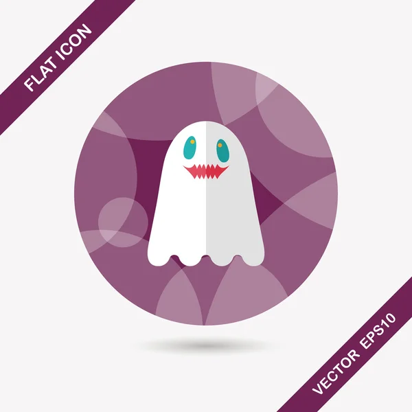 Fantasma icono plano con sombra larga, eps10 — Vector de stock