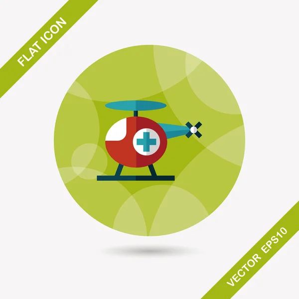 Icono plano helicóptero médico con sombra larga, eps10 — Vector de stock