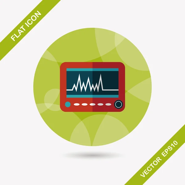 Controleren in het pictogram Icu plat met lange schaduw, eps10 — Stockvector