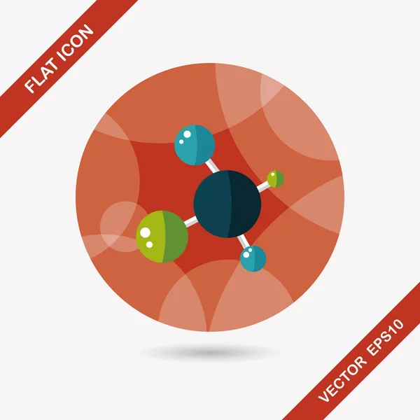 Icono plano de molécula con sombra larga, eps10 — Vector de stock