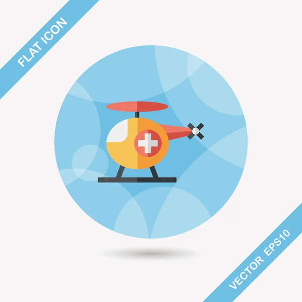 Medische helikopter platte pictogram met lange schaduw, eps10 — Stockvector