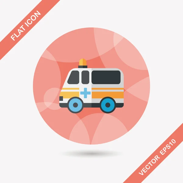 Ambulance car flat icon with long shadow,eps10 — Stock Vector
