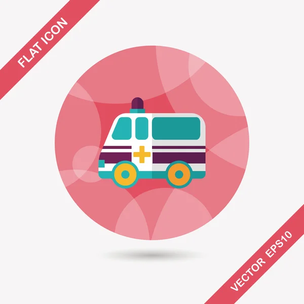 Icône plate de voiture d'ambulance avec l'ombre longue, eps10 — Image vectorielle