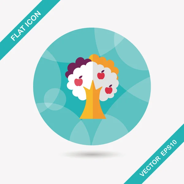 Apple tree flat icon with long shadow,eps10 — Stockvector