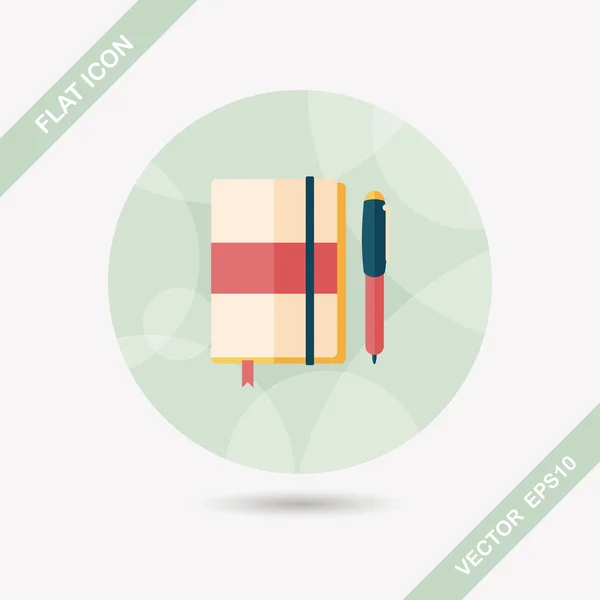 Notebook flat icon with long shadow, eps10 — стоковый вектор