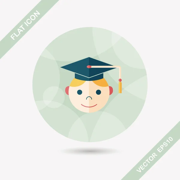 Graduation Man flat icon with long shadow,eps10 — Stock Vector