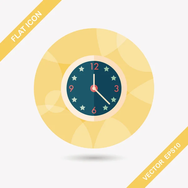 Reloj icono plano con sombra larga, eps10 — Vector de stock