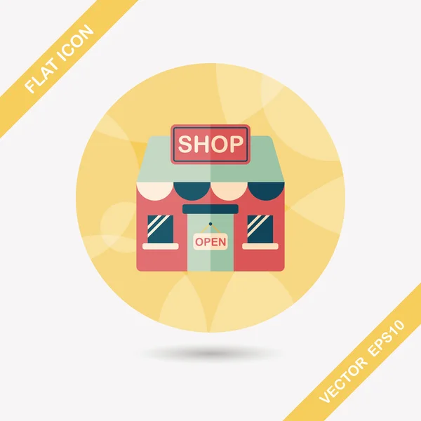 Tienda de compras icono plano con sombra larga, eps10 — Vector de stock