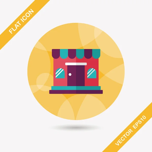 Tienda de compras icono plano con sombra larga, eps10 — Vector de stock