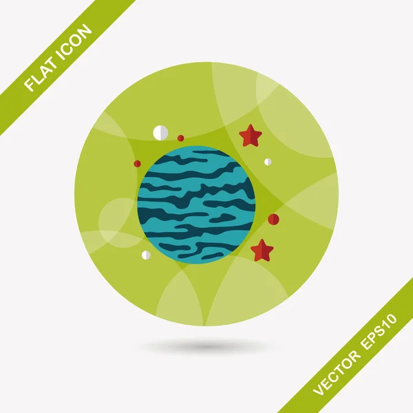 Ruimte planeet platte pictogram met lange schaduw, eps10 — Stockvector