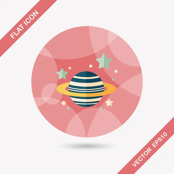 Space planet flat icon with long shadow, eps10 — стоковый вектор